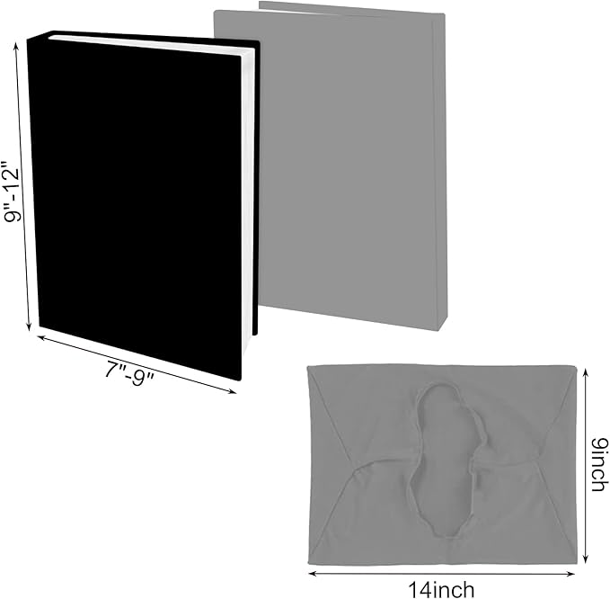 Black Stretchable Jumbo Book Sleeve Covers, Washable Reusable Book Protector fits Hardcover Textbooks up to 9" X 12" Office Supply with Free Sticker Labels (1 Pack, Black)