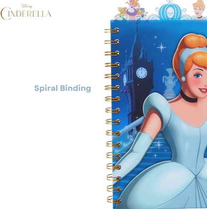 Innovative Designs Disney Cinderella Tab Journal Notebook, Spiral Bound, 96 Lined Pages, 8 x 7 inches