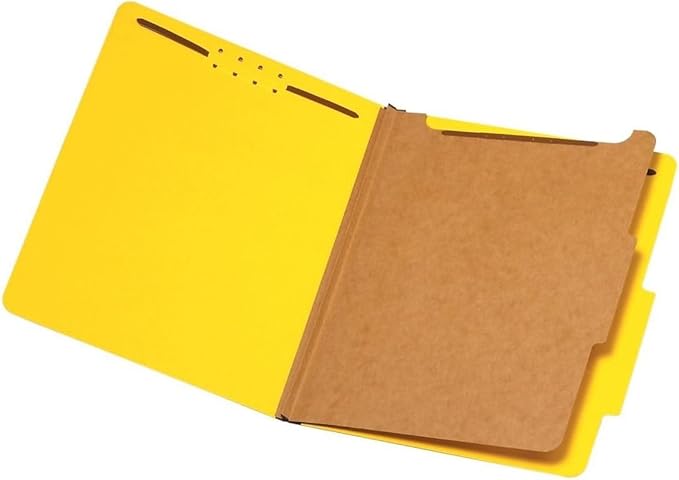 Pendaflex Classification Folders, Standard, 1 Divider, Embedded Fasteners, 2/5 Cut Tab, Yellow, Letter Size, 10/BX (23734)