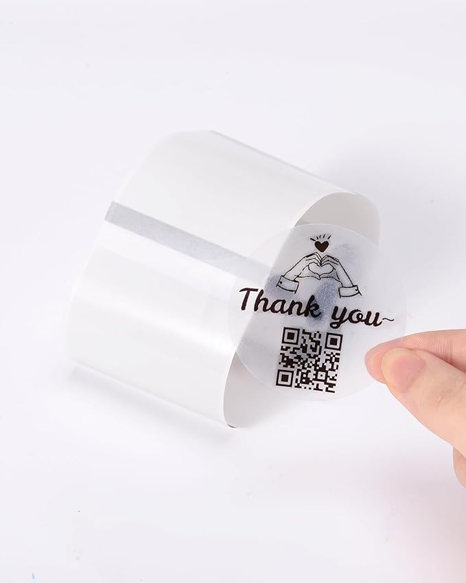 Phomemo Transparent Thermal Labels for M110/M220/M221/M120/M250 Label Maker,1.96"x1.96"(50x50mm),140 Labels/Roll, Multi-Purpose Self-Adhesive Phomemo Original Labels for Barcode/Logo/Business/Home Tag