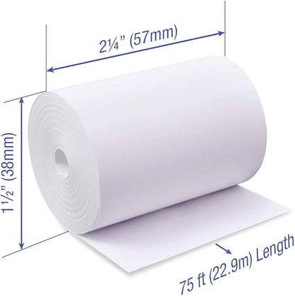 2 1/4 x 75 feet x 50 rolls CORELESS BPA Free Thermal Paper Rolls for Handheld Thermal Receipt Paper Printers. 38mm diameter