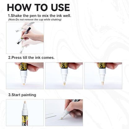 TRANSON 2 White Paint Markers for Fabric Rock Craft Diy Painting Medium Tip Oil Based Waterproof