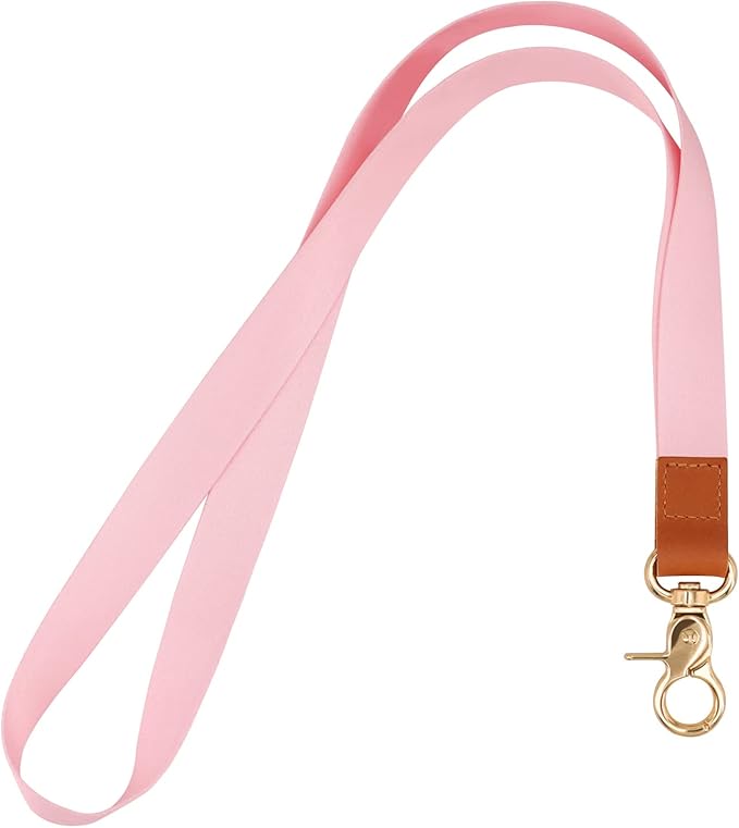 Lanyard, Long Neck Lanyard Key Lanyard, Id Badge Lanyard for Women and Men, Cute Cool Lanyard Strap for Car Keys, Card Holder, Whistle, Keychain, Wallet (Pink)