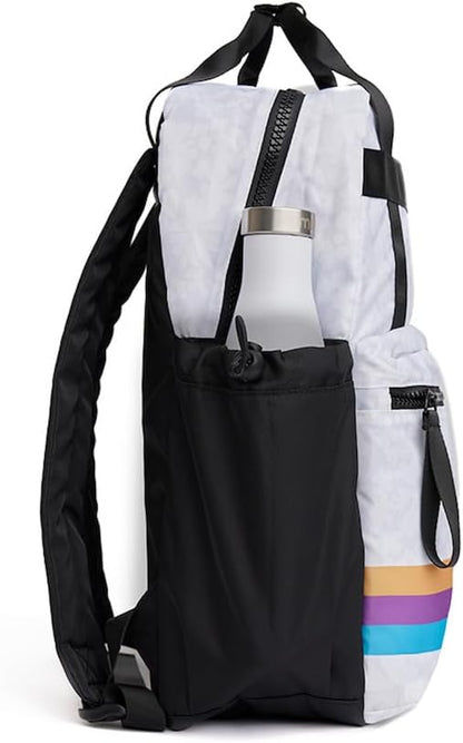 VOORAY 19L Katie Backpack – Large Travel Backpack, Gym & Sports Backpack Wild Desert, White Floral Retro Stripe