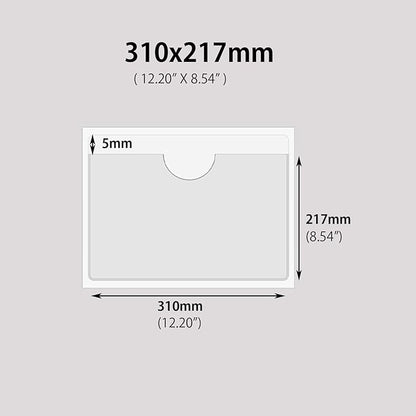 Adhesive Clear Pockets,Self Adhesive Clear Label Pockets Adhesive Card Folder Plastic Pockets Holders Sleeves for Index Cards Planners Cabinet Shelves Photo Cd,10Pieces (310x217mm)
