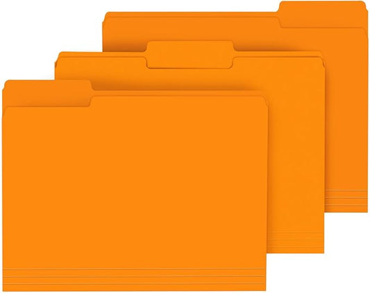 File Folder, PANDRI 120 Pack File Folder, 1/3 Cut Tab, Letter Size, Filing Folder for Office School Business, Orange