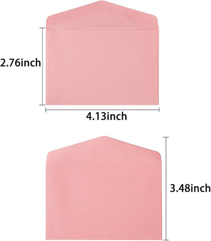 120 Pack Mini Envelopes Small Envelopes Self-Adhesive Kraft Paper Tiny Pockets for Business Cards Christmas Holiday Small Gift Cards Invitations Cards(4.13"×2.76") (Pink)