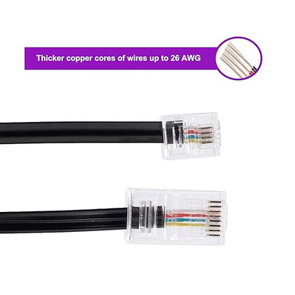 3.3FT - 4Pack Phone Jack to Ethernet Cable Adapter 3.3FT, RJ45 8P4C Male to RJ11 6P4C Male for Landline Telephone Service for Extending, Connecting for Fax or Answering Machine