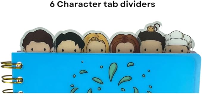 Innovative Designs Friends Tab Journal Notebook, Spiral Bound, 144 Lined Pages, 8 x 7 inches, Blue