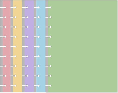 9-Disc Discbound 5 Colorful Blank Paper Pre-punched Happy Planners Inserts, 100Sheets/200Pages Classic Size Blank Loose-Leaf Paper, Per Color 20 Sheets, 7" x 9.25"