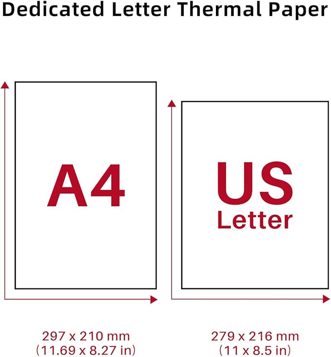 Phomemo Thermal Printer Paper 8.5 x 11 Inch, Advanced Thermal Printing, Thermal Paper Compatible with M08F-Letter, M832, M834, MT800, with Brother Letter Portable Printer, Size 8.5" x 11", 100 Sheets