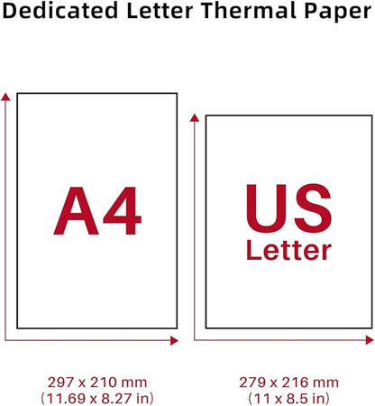 Phomemo Thermal Printer Paper 8.5 x 11 Inch, Advanced Thermal Printing, Thermal Paper Compatible with M08F-Letter, M832, M834, MT800, with Brother Letter Portable Printer, Size 8.5" x 11", 100 Sheets