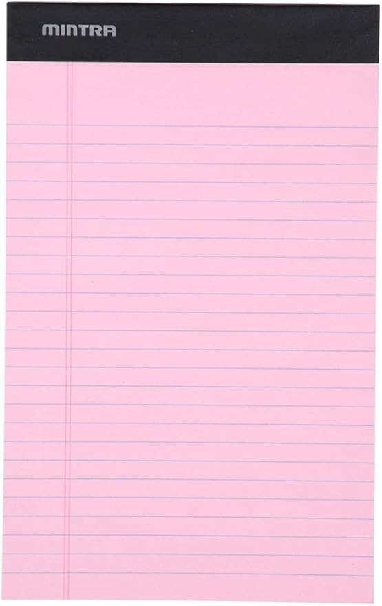 Mintra Office Legal Pads, ((Basic 6pk - (Pastel Set #2), 5in x 8in, Narrow Ruled)), Narrow Ruled, 50 Sheets per Notepad, Micro perforated Writing Pad, Notebook Paper for School, College, Office, Work