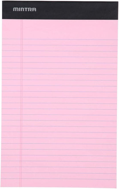 Mintra Office Legal Pads, ((Basic 6pk - (Pastel Set #2), 5in x 8in, Narrow Ruled)), Narrow Ruled, 50 Sheets per Notepad, Micro perforated Writing Pad, Notebook Paper for School, College, Office, Work