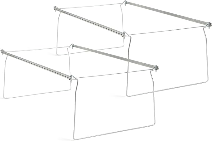Smead Steel Hanging File Folder Frames, 2 Count, Gray, Adjustable Depth 23" to 27", Legal Size (64873)