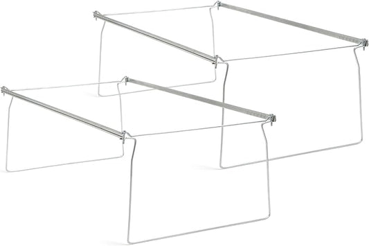 Smead Steel Hanging File Folder Frames, 2 Count, Gray, Adjustable Depth 23" to 27", Legal Size (64873)
