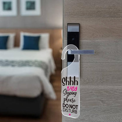 Do Not Disturb Door Sign Engraved Acrylic Hanger Handle Home Decor Acrylic Banner Acrylic Hanging Sign Door Plaque Handmade Office Hanging Sign Baby Sleeping