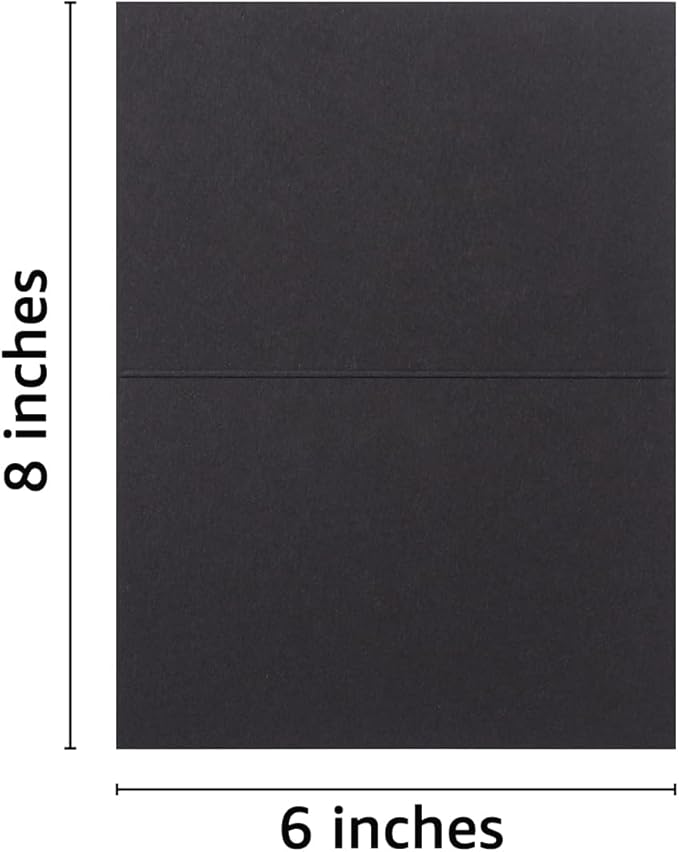 50 Pack Blank Cards Folded Cardstock Thank You Blank Greeting Cards for Invitations, Wedding, Greeting Cards, All Occasion DIY (Black, 4x6)