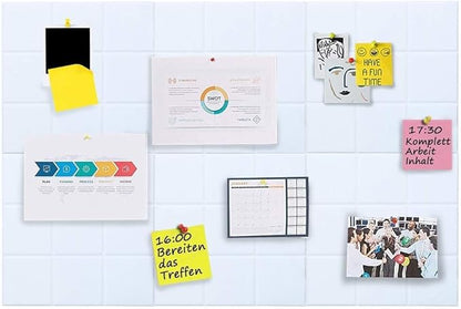 Large Cork Board Felt Board Tiles for Walls with 30 Push Pins, 11.8"x11.8" Pack of 12 Pin Board Notice Boards for Home Office Kitchen, Bulletin Board Wall Tiles for Photos Memos