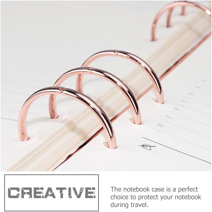 LALAFINA 3pcs Rose Gold Hand Book 6- Ring Binder Covers A5 Transparent Binder Cover Binder Cover Snap Button Clear Journal Binder Cover A5 Binders Students Supplies The Album Loose Leaf PVC