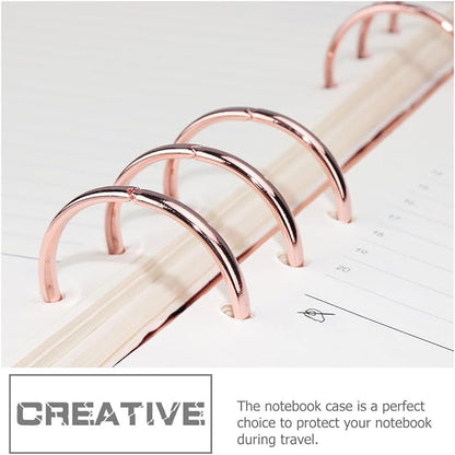 LALAFINA 3pcs Rose Gold Hand Book 6- Ring Binder Covers A5 Transparent Binder Cover Binder Cover Snap Button Clear Journal Binder Cover A5 Binders Students Supplies The Album Loose Leaf PVC