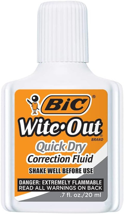 BIC Wite-Out Quick Dry Correction Fluid - 4 pack - white color writeout - white-out