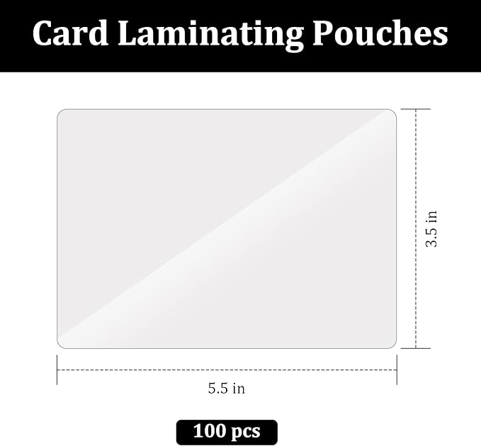 100Pcs 3x5 Index Card Laminating Pouches File Card Laminating Pouches 5 Mil Heat Sealing Laminating Pouches,Luggage Tag Laminating Pouches for Work Permits Pass Cards Student ID Cards