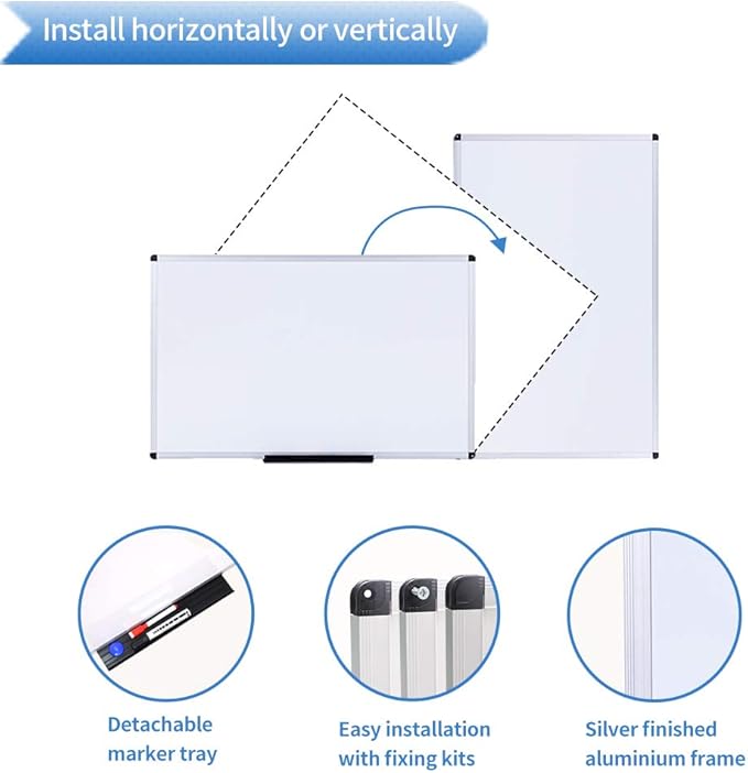 VIZ-PRO Magnetic Dry Erase Board, 48 X 24 Inches, Silver Aluminium Frame