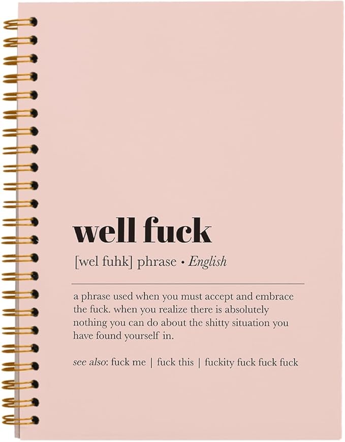 Tizzer Funny Well F Definition Lined Hardcover College Ruled Spiral Notebook Journal for Work Notes Journaling 5.5×8.3 Inch,Sympathy Gifts for Bad Day,Loss Job,Pet Loss,Breakups,Condolence (Pink)