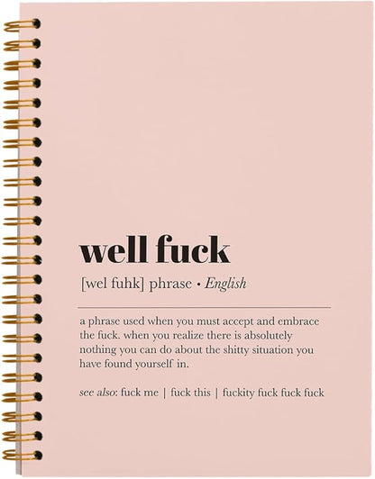 Tizzer Funny Well F Definition Lined Hardcover College Ruled Spiral Notebook Journal for Work Notes Journaling 5.5×8.3 Inch,Sympathy Gifts for Bad Day,Loss Job,Pet Loss,Breakups,Condolence (Pink)