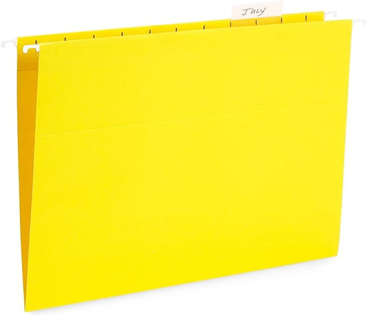 Blue Summit Supplies Hanging File Folders, 25 Reinforced Hang Folders, Designed for Home and Office Color Coded File Organization, Letter Size, Yellow, 25 Pack