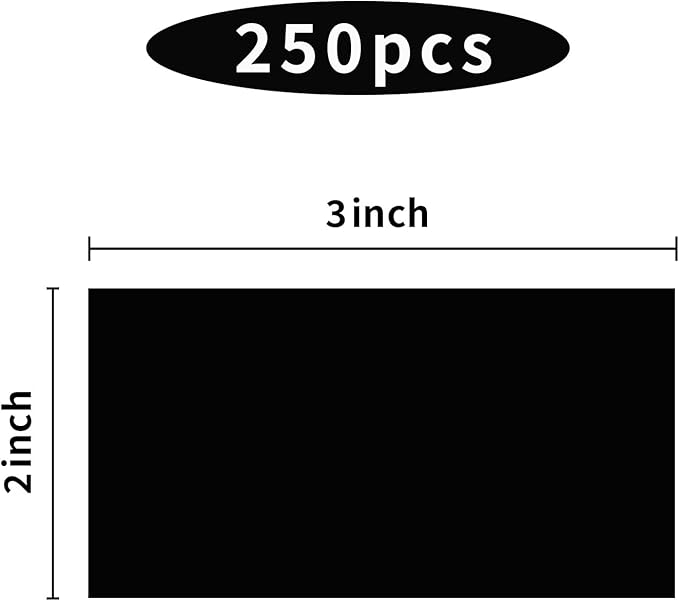 Black Labels Stickers 2 X 3 Inch, Removable Rectangular Moving Labels, Large Color Coding Labels Moving Stickers- 250 Labels