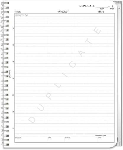 BookFactory Carbonless Lab Notebook (Scientific Grid Format) - Contains Carbon Copies 8.5" x 11", 25 Sets of Pages, 50 Sheets Total - Duplicator [Wire-O Bound] (LAB-025-WTG-D)