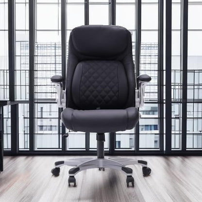 Nouhaus +Posture Ergonomic PU Leather Office Chair. Click5 Lumbar Support with FlipAdjust Armrests. Modern Executive Chair and Computer Desk Chair (Black)