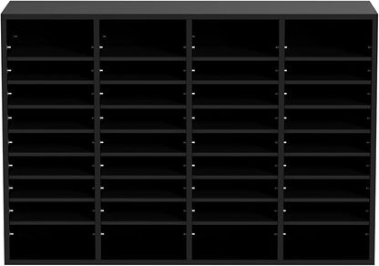 VEVOR Wood Literature Organizer, 36 Compartments, Mailboxes Slot with Removable Shelves, File Sorter for Office, Home, Classroom, or Mailrooms Organization, Black