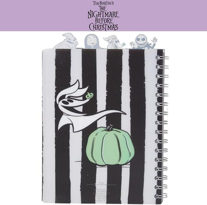 Innovative Designs Nightmare Before Christmas Tab Journal Notebook, Spiral Bound, 96 Lined Pages, 8 x 7 inches, Black/White
