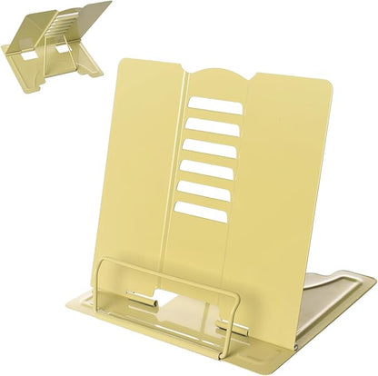 Camelmother Metal Book Stand Holder for Reading Adjustable (Full Yellow), (Camelmother-9)