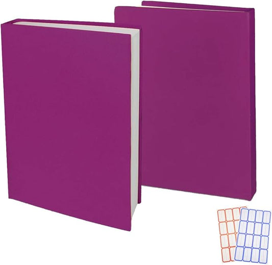 2 Pack Stretchable Book Sleeve Covers, for Paperbacks Hardcover Textbooks up to 9" x 12", Office Supplies with Free Sticker Labels (2 Pack, Rose Red)