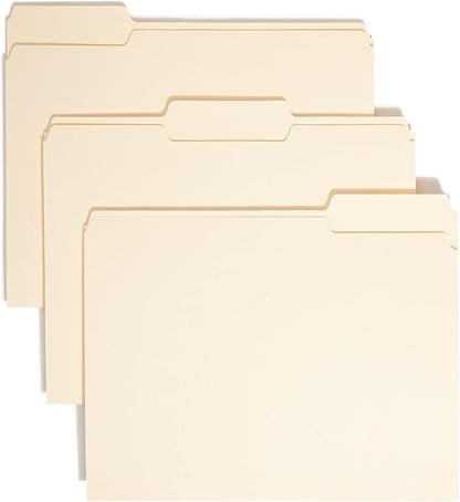 Smead File Folder, 1/3-Cut Tab, Assorted Positions, Letter Size, Manila, 100 per Box (10330)