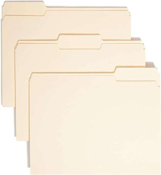 Smead File Folder, 1/3-Cut Tab, Assorted Positions, Letter Size, Manila, 100 per Box (10330)