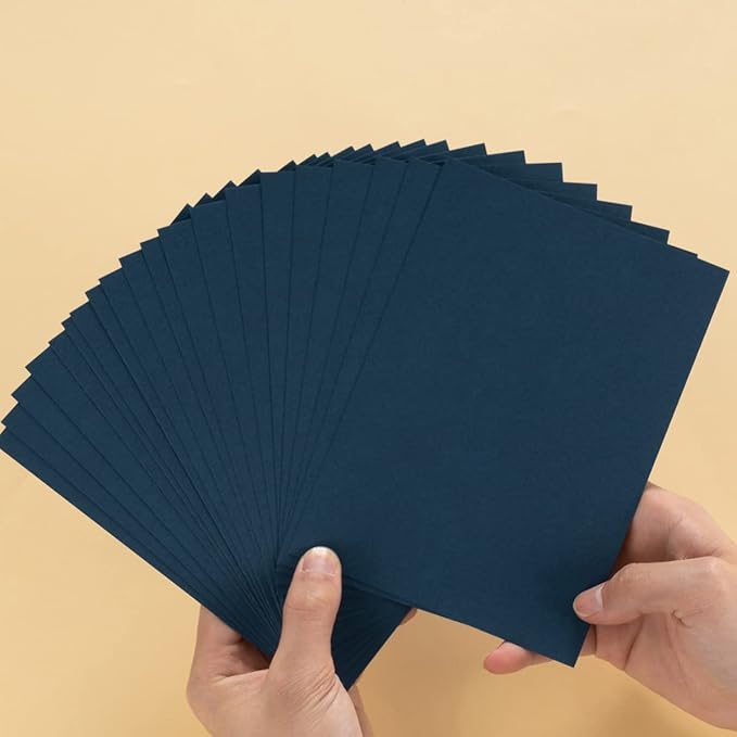 100 Pack Thick Paper Cardstock Blank Heavy Cards Stock for Invitations, Greeting Cards Making, Postcards, Photos, 250GSM Thick Paper (Navy Blue, 5x7 inches)
