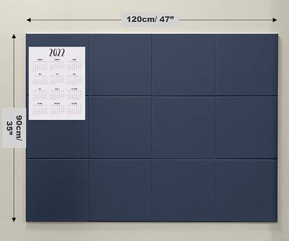 Large Office Cork Board Alternative - 47"x35" 12 Pack Felt Wall Tiles with Safe Removable Adhesive, Cork Boards for Walls Office Pin Board Tack Board Cork Board 48 x 36 – Dark Blue