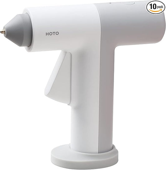HOTO Cordless Hot Glue Gun, Minimalist Style, 30S Heating Fast, Smart-Power-off, Compact Size, USB-C Rechargeable, Intelligent Temperature Control, 10 Glue Sticks for Crafts, DIY Arts, Home Repairs