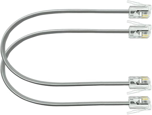 NECABLES 2Pack 8 Inch Short Telephone Cord Phone Cable Wall Phone Cord for Landline RJ11 6P4C Male to Male