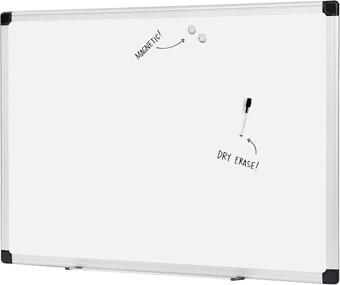 Amazon Basics Magnetic Dry Erase Whiteboard, 36 x 48-Inch, Aluminum Frame, Silver/White