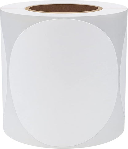 Hybsk 3 inch Circle Color Direct Thermal Stickers Shipping Labels for Barcodes,Name Tag,DIY Logo Design,QR Code,Inventory-350 pcs (3 inch,White)