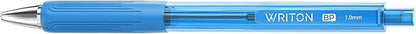 Writon Retractable Ballpoint Pens, Triangle Grip and Barrel, 1.0mm Medium Point, Light Blue Ink, 12 Pack
