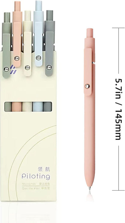 Gel Pens, 0.5mm Fine Point Smooth Writing Japanese Cute Pens, High-End Series Black Ink Pens for Journaling Note Taking, School Office Supplies for Women Men (5 Pcs Morandi)