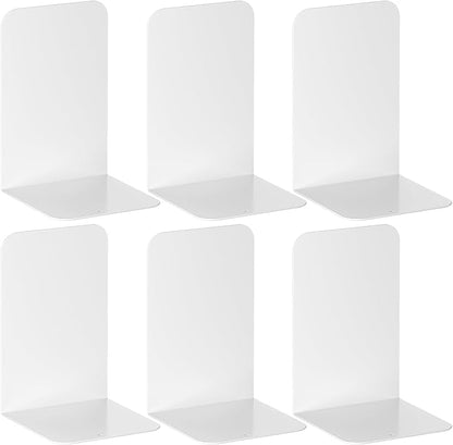 VFINE Bookends 3 Pairs, White Metal Bookends, Book Ends for Shelves, Bookends for Shelves, Desktop Bookend, Book Ends for Heavy Books