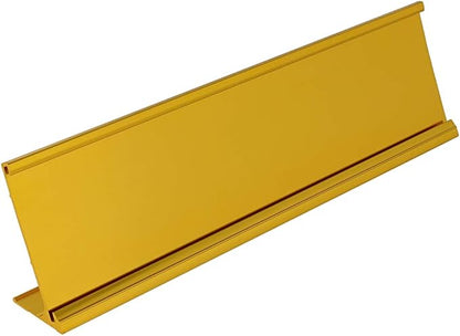 ExcelMark 2" x 8" Aluminum Name Plate Holder for Desk - Office Business Door Sign Holder - Gold